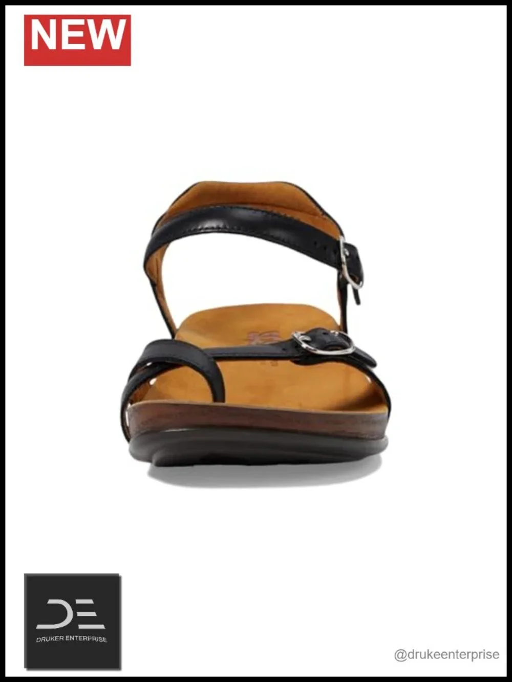 SAS Pampa Leather Toe Loop Sandal Wedge Low Heel Buckle Slingback